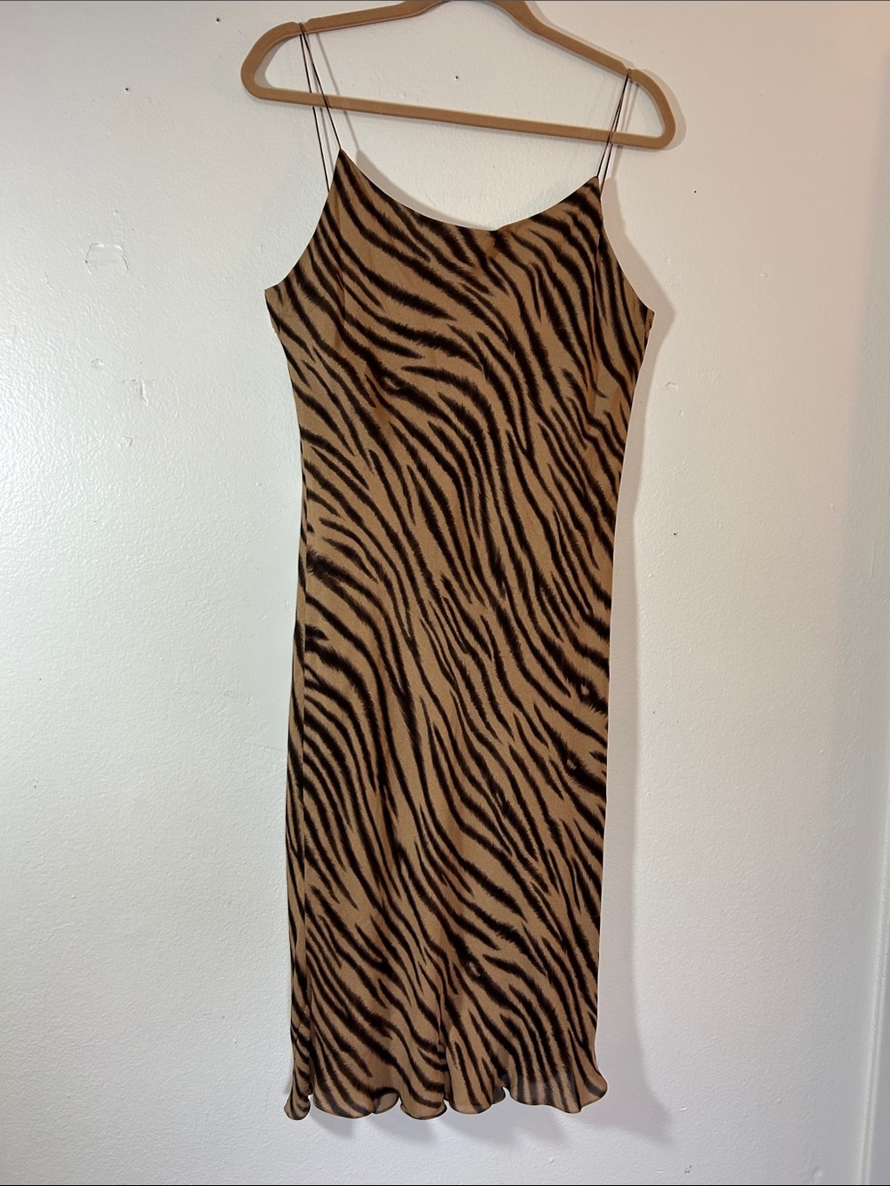 Striped Slip Dress in Tan and Black
